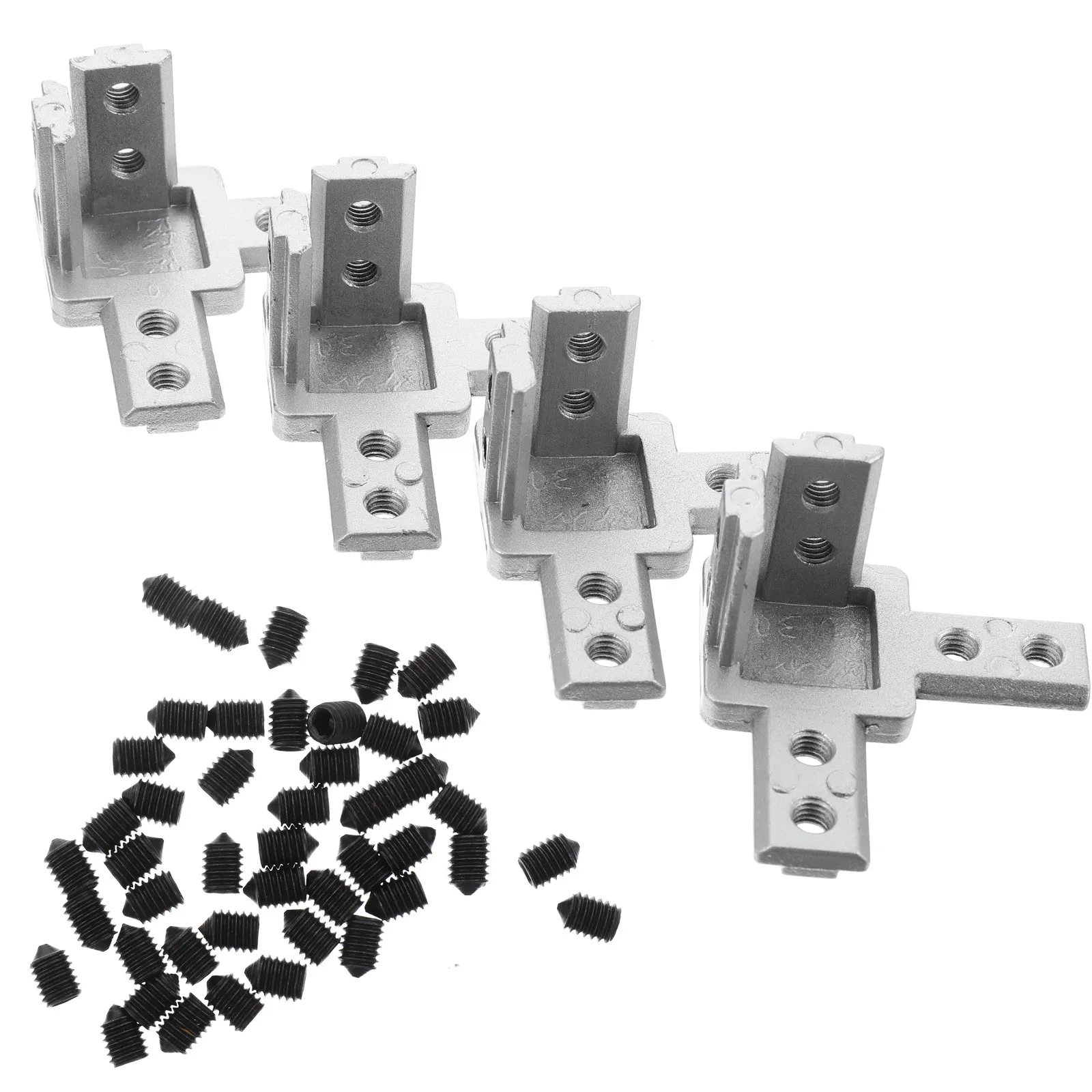 

4 комплекта 3-сторонних угловых соединителей из цинкового сплава для алюминиевого профиля с Т-образным пазом, для промышленных рам, принтеров, ЧПУ, робототехники