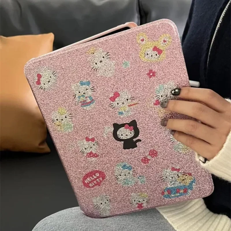 Hello Kitty IPad Protective Case Anime for Air1/2/3/4th Generation IPad 5/10th Generation Mini6 IPad Pro Flip Stand Tablet Case