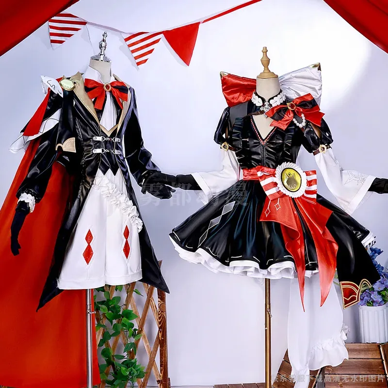 

Game KFC X Genshin Impact Lyney Lynette Suit Elegant Dress Cosplay Cosplay Costume Wig Halloween Party Outfit
