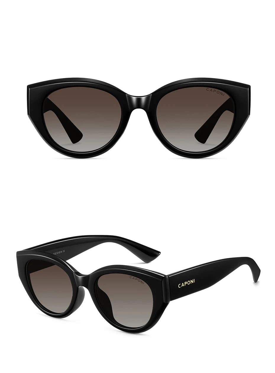 CAPONI Polarisierte Damen-Sonnenbrille mit Katzenaugen-Design, EMS-TR, Outdoor-Mode, Vintage-Design, Marken-Sonnenbrille, UV400, schwarzer Farbton, CP36029 – Detail 17