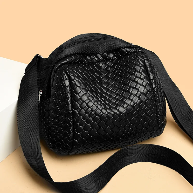 

PU Shoulder Weaving Bags Personalized Trend Women's Popular Fashion Single Shoulder Casual Simple Messenger Bag Women Leather