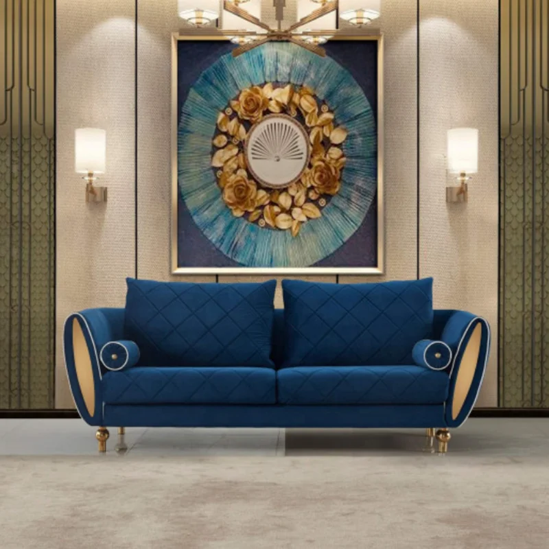 //Modern Italian Style Blue Upholstery Sectional Sofa Set 1 2 3 Seater Luxury Fabric Velvet Couch Living Room Sofas Furniture