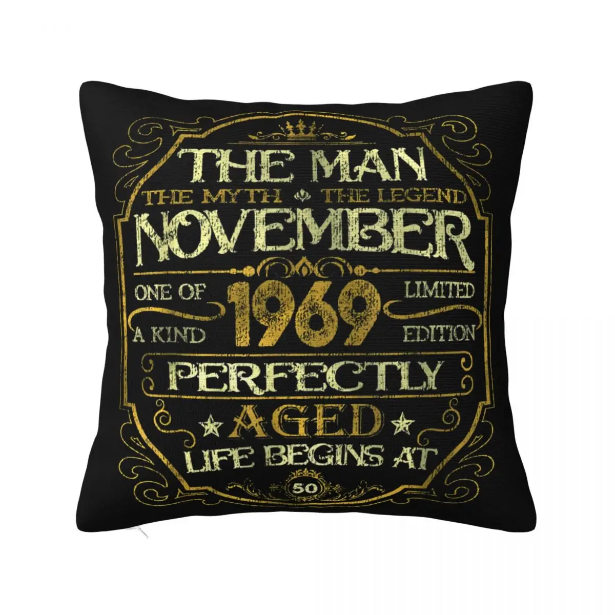 November 1969 Man Myth Legend 50 Yrs Old 50Th Birthday Gift Vintage Western Style Promotion Slogan Pillow Case