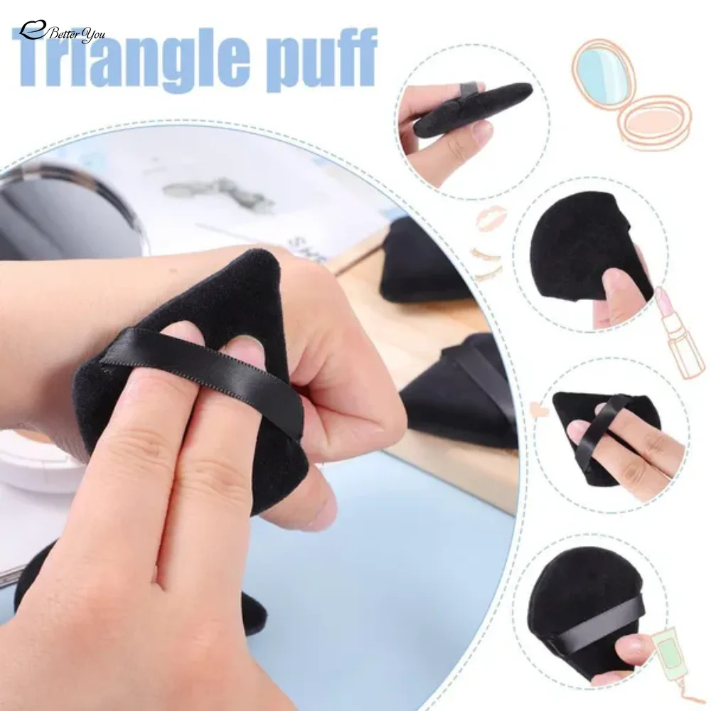 1Pcs Triangle Powder Puff Mini Face Makeup Sponge Cosmetics Soft Cotton Face Powder Puff Washable Velvet Makeup Puff Tools