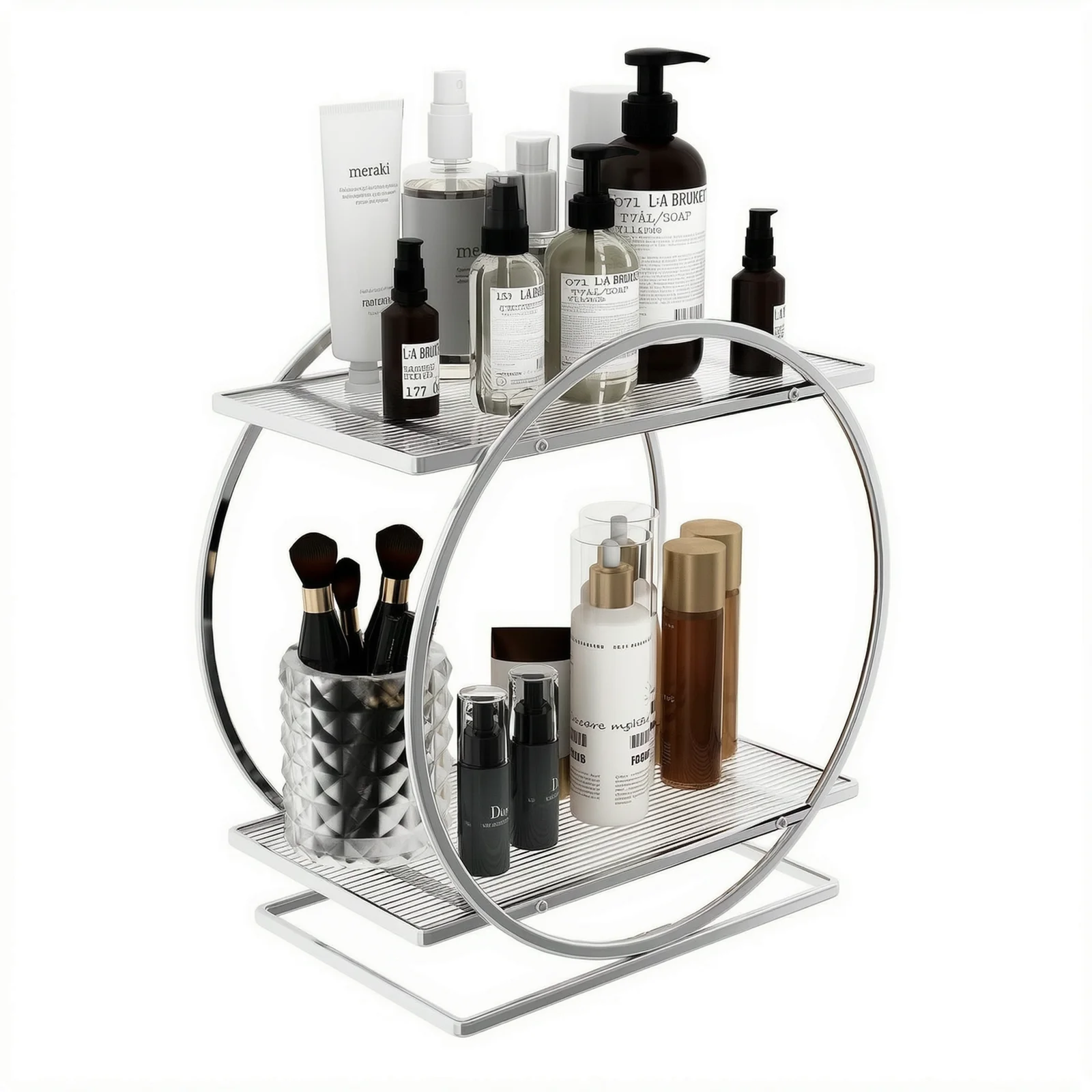Modern Makeup Organizer Gold Perfume Organizer 2 Tier Silver Bathroom Tray Organizes Space Thus
