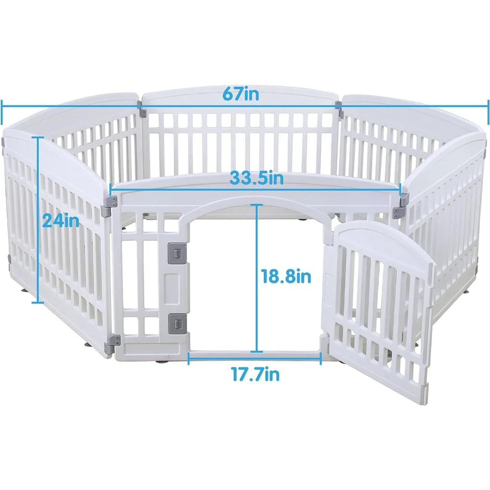 Pet Playpen for Dogs Heavy Plastic Puppy Exercise Pen Indoor Outdoor Small Pets Fence Puppies Folding Cage 6 Panels