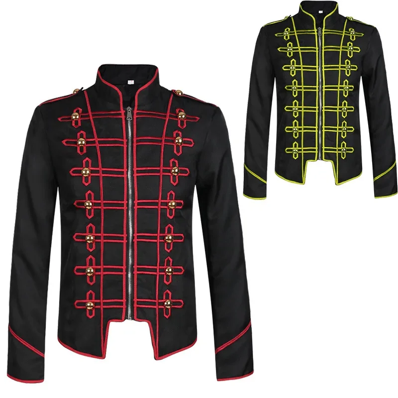 Chaqueta Medieval Retro para hombre, baterista militar Steampunk, chaqueta gótica Punk, chaqueta de manga larga, prendas de vestir, disfraz de actuación en escenario de Halloween