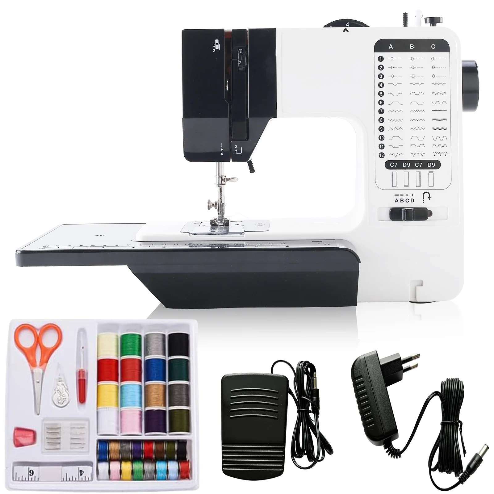 

SMOCTA Sewing Machine With Pedal Table Portable Mini Handy Electric Sewing Machine Replaceable Presser Foot 40 Stitch Overlock