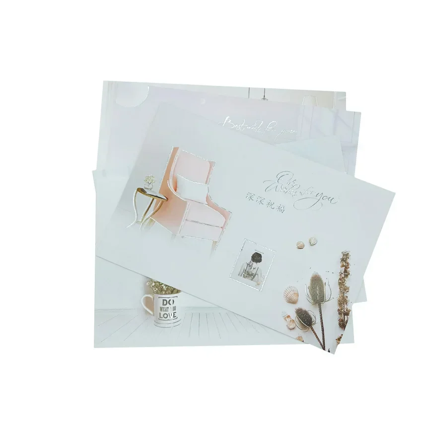 4 fogli/lotto adorabile biglietto di auguri con stampa a caldo grande profondamente benedetto con busta biglietti di auguri per matrimoni di compleanno di natale