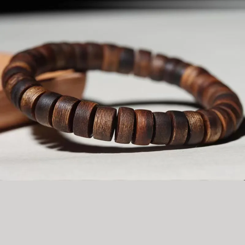 Hainan Green Bracelet Tablet Beads Single Circle with Shape Wooden Live Broadcast Full of Oil and Fragrance