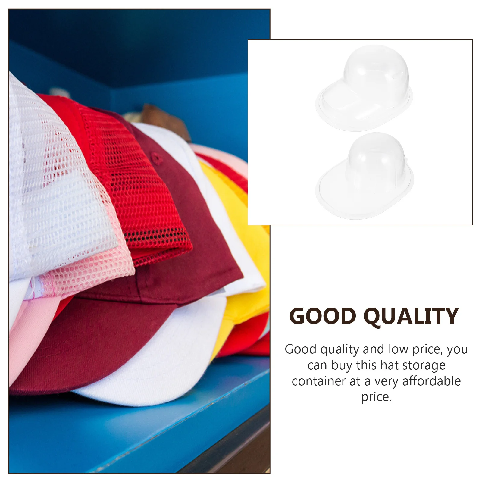 

2Pcs Hat Organizer Caps Storage Box Material Exquisite Craftsmanship Transparent for Hats