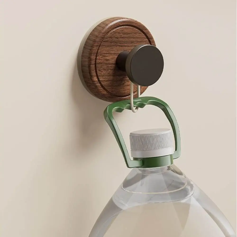 

2pcs No Drilling Suction Cup Wood Hook Wall Mount Hanging Towel Rack Door Hook Save Space Reusable Bathroom Wall Hook Shower