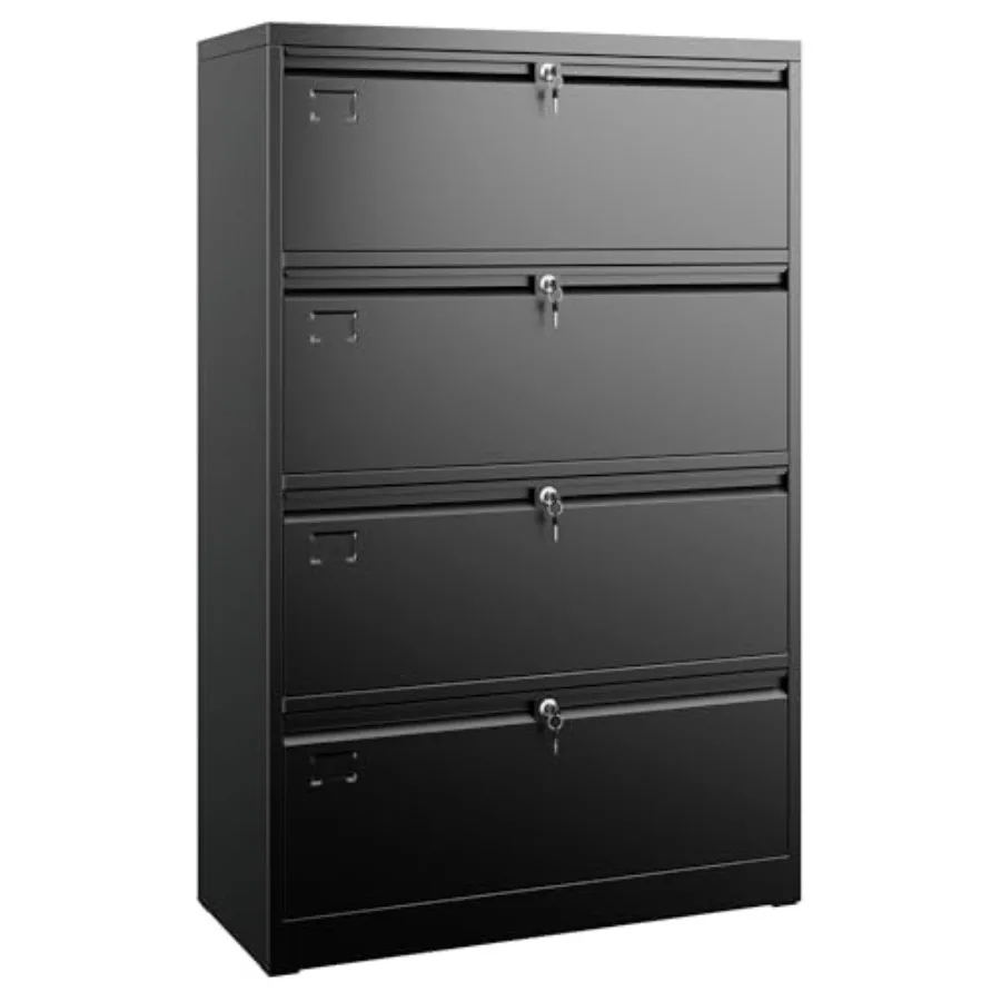4 Drawer Wide Lateral File Cabinet Metal Filing Cabinet with Lock for Home Office School Hanging Files Letter/Legal/F4/A4 Size
