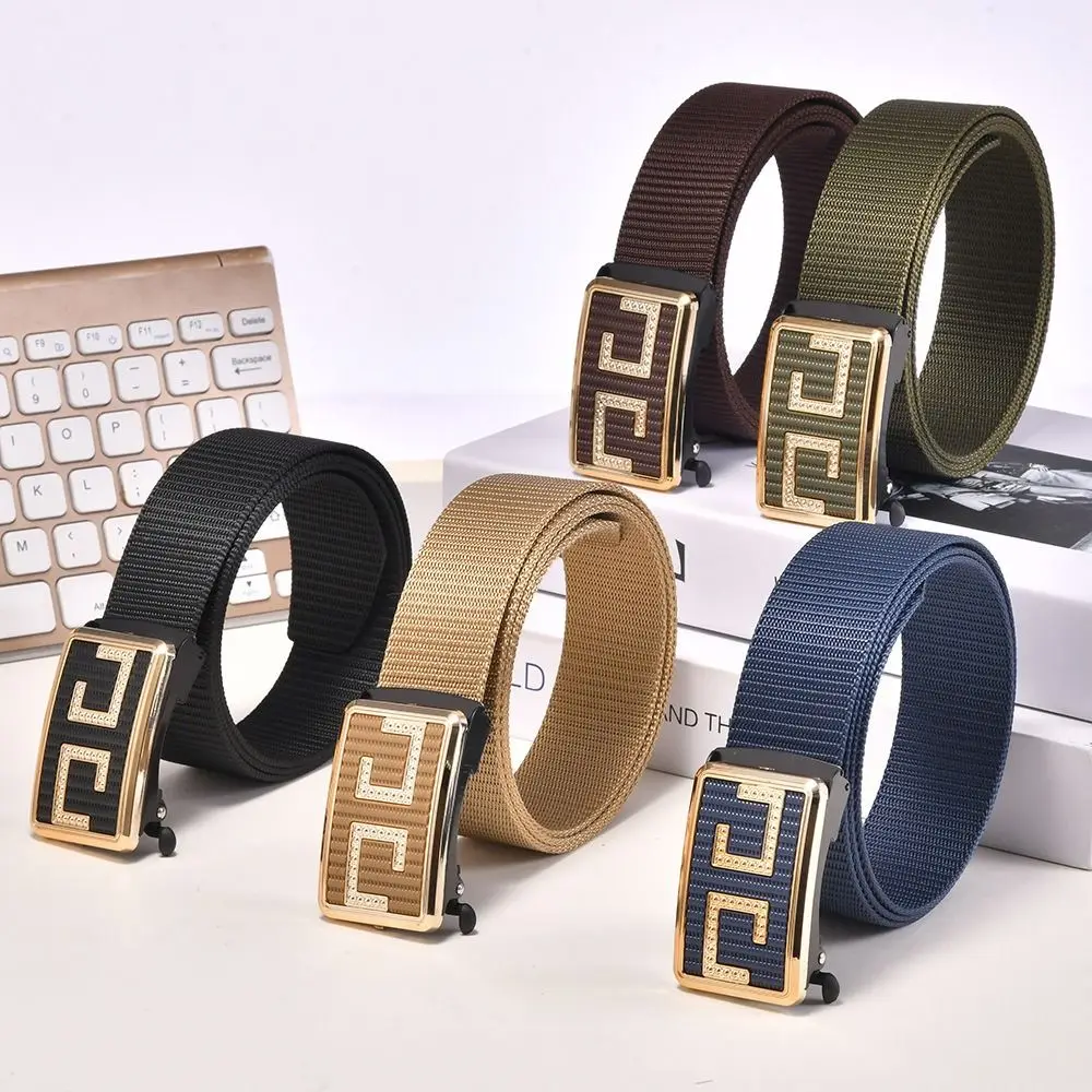 

Business Casual Nylon Braided Belt Man Outdoor Luxury Brand Canvas Belt Automatic Buckle Waistband