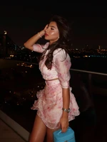 Elegant Printed Ruffle Mini Skirt Set Women Bubble Sleeves Round Neck Cropped Top Layered Skirts Sets 2026 Lady Vacation Outfits - Image 4