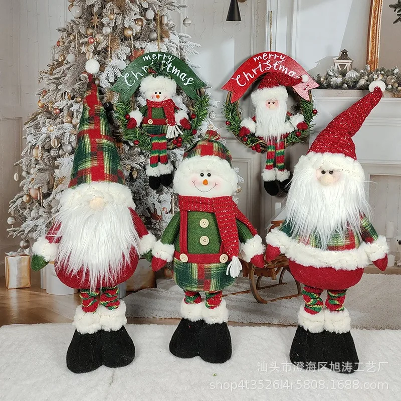 2023 New Christmas Telescopic Faceless Dolls Santa Claus Merry Cristmas Decorations for Home Xmas Tree Ornaments Navidad Gifts