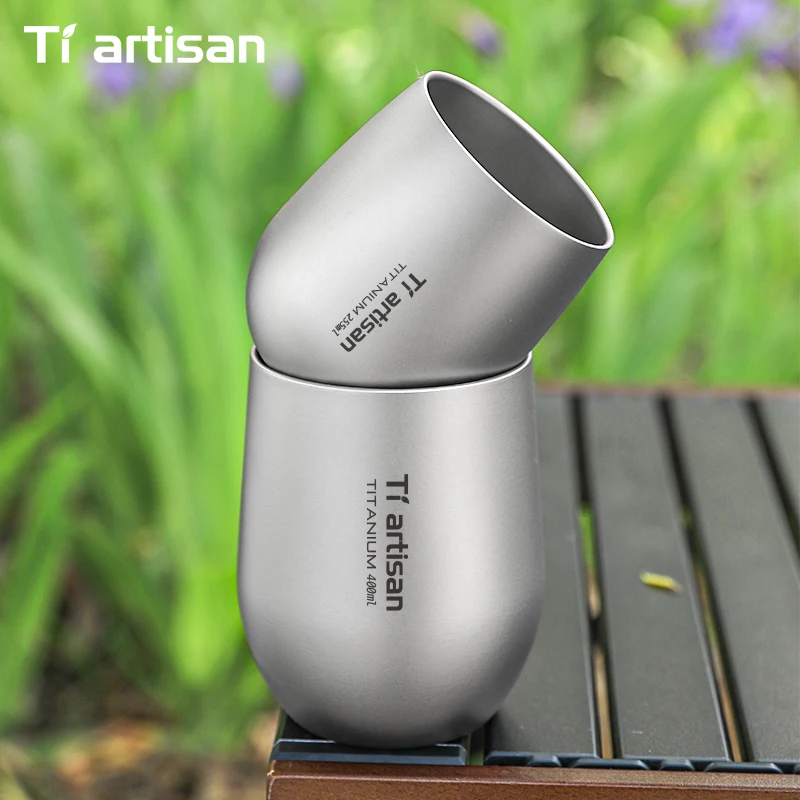 Tiartisan 255ml/400ml Pure Titanium Beer Cup Outdoor Camping Drinkware Lightweight Portable Double Layer Coffee Tea Mug gallery 4
