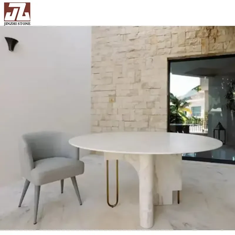 Customized Natural Onyx Stone Dining Table High Quality Marble Fluted Base Top Modern Design for Dining Room Furniture