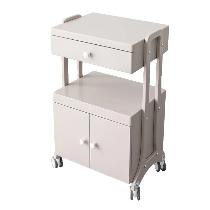 Modern Multi-Functional Nail Art Tattoo Salon Cabinet Stainless Steel Beauty Trolley Movable Storage Rack 4-Wheel Fashionable