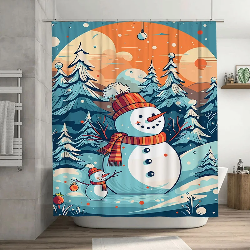 

Tuniu очаровательный зимний снеговик лесная занавеска для душа в ванной комнате милый праздничный декор праздничный домашний текстиль