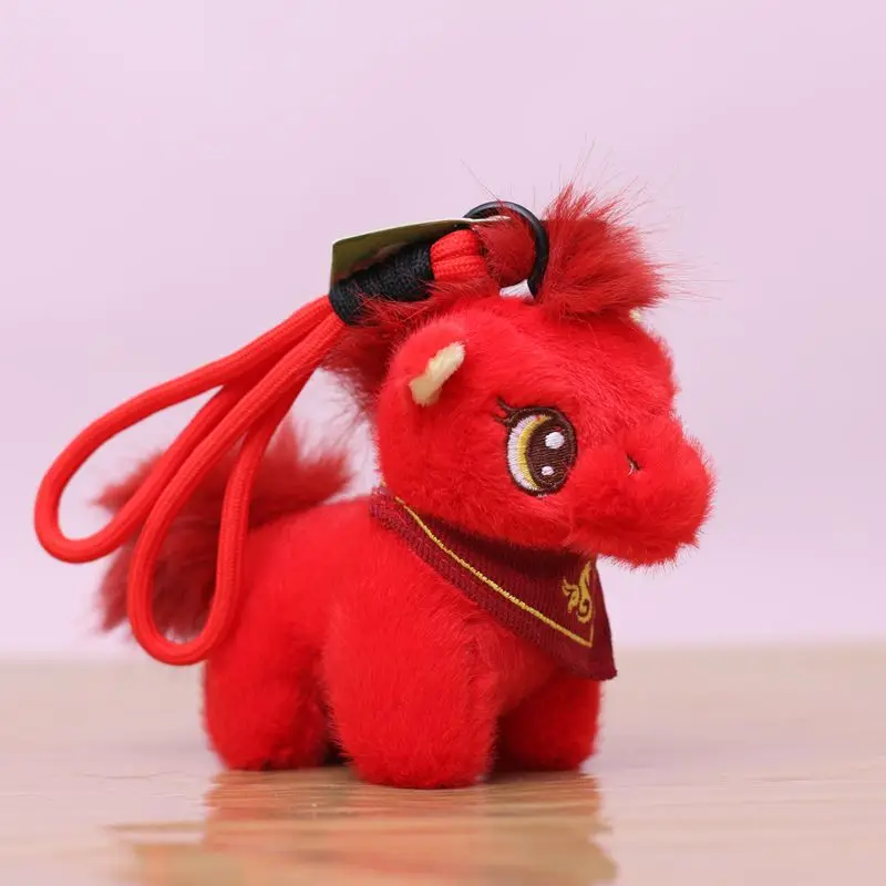 Kawaii Pony Plush Doll Pendant Horse Chinese Year Mascot Bag Charm Cartoon Stuffed Doll Keychain New Year Gifts 2026