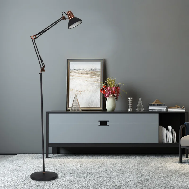 Modern Minimalist Swing Arm Floor Lamp Living Room Bedroom Study Sparrow Lamp Tattoo Lash Nail Office Lighttools