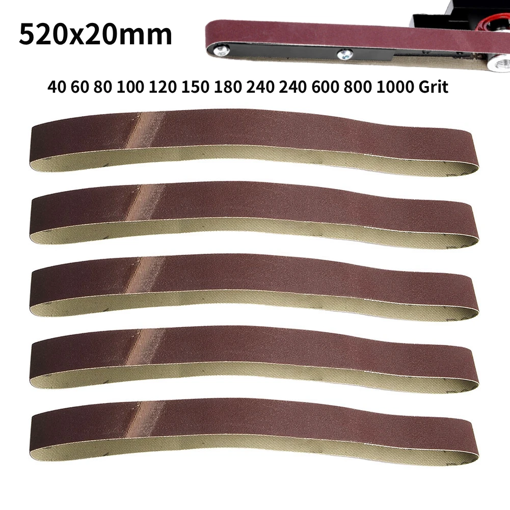 5pcs 520x20mm Sanding Belt 40-1000 Grits Abrasive Sanding Belts Sander Grinding Polishing Tools For Wood Soft Metal Polishing
