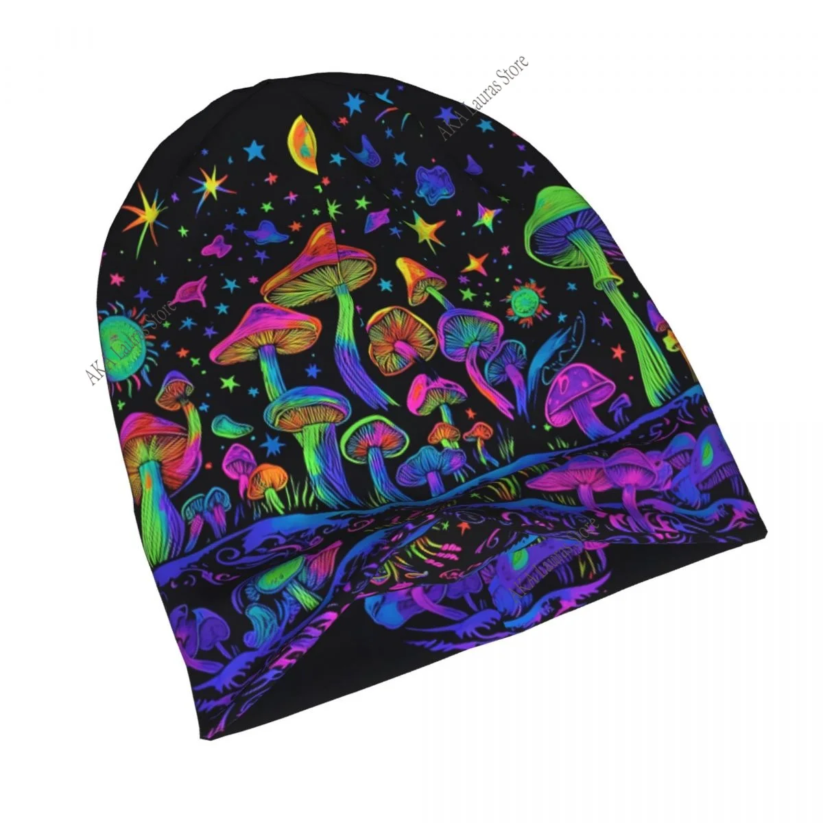 Colorful Picture Mushroom Men Women Beanies Windproof Ski Cap Double Layer Fabric Bonnet Hat