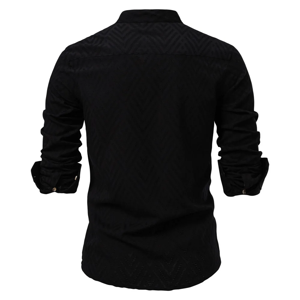 Men's Cotton Solid Color Half-Button Casual Long Sleeve Shirt for Men Fashion Social Business Men Shirts
