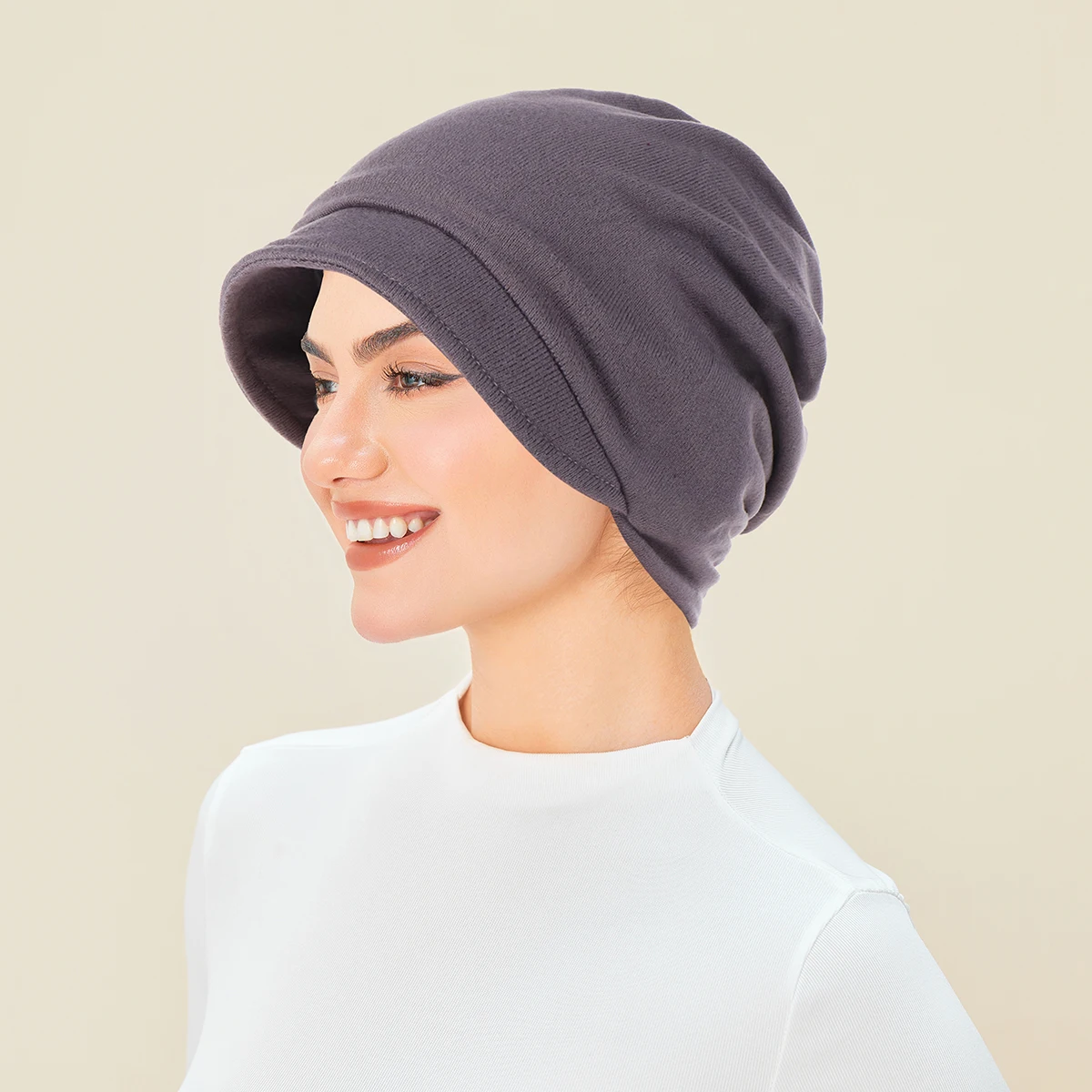 ฮิญาบแฟชั่นมุสลิมสีพื้นแบบใหม่ เนื้อผ้านุ่ม ยืดหยุ่น ผ้าคลุมศีรษะสำหรับผู้หญิง หมวกคลุมผมสำหรับผู้ป่วยเคมีบำบัด ผ้าโพกศีรษะ หมวกคลุมผม