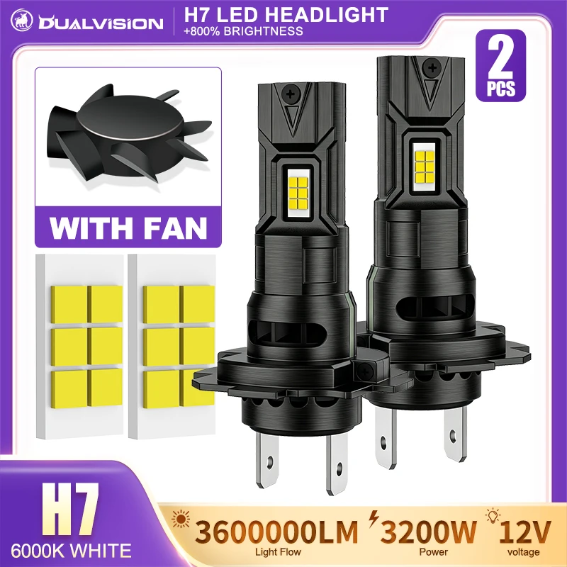 H7 H1 H4 Led Headlight Canbus 1:1 Mini Turbo LED H11 H8 H9 9005 HB3 9006 HB4 9012 HIR2 3200W Super Car Lamp DRL Fog Lamp 12V 24V