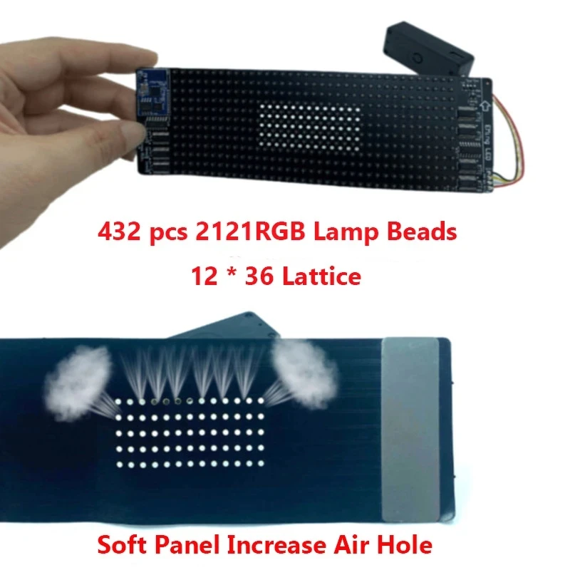 RGB Fullcolor Flexible LED Screen12x36 Pixel Display  App Bluetooth DIY Hat Clothes Bag Shoes Word Scroll Matrix Screen