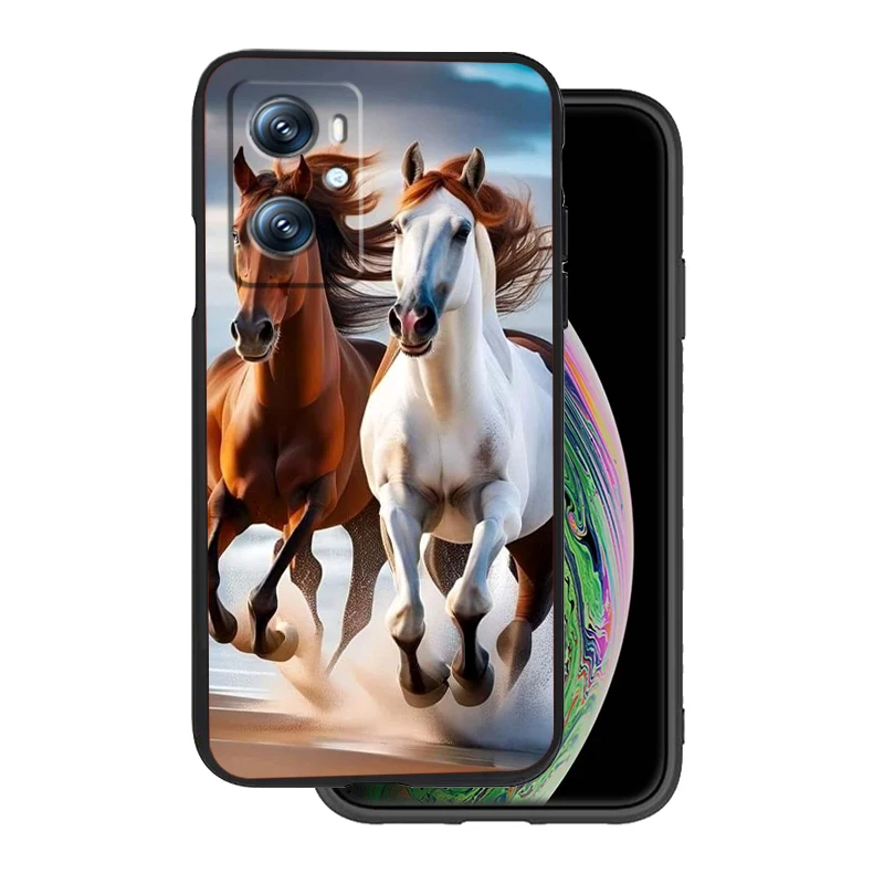 جراب هاتف لين أسود اللون ، يشبه الحصان ، رائع ، فني ، لـ oppo Fink x6 x5 x3 a54s a5 a94 a16 a53s a57 a74 a72 a98 a78 a96 a9 5g