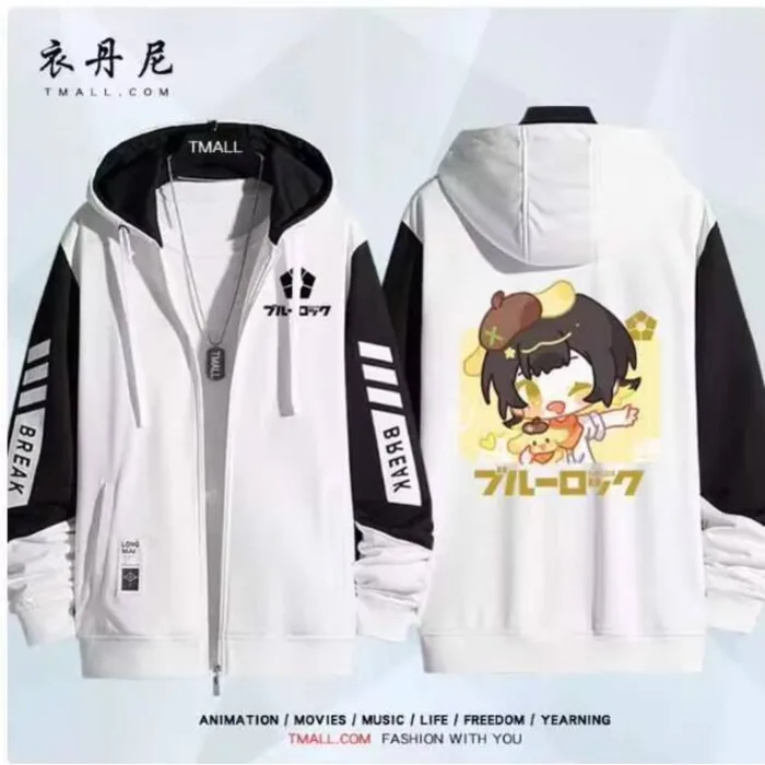 

Anime BLUE LOCK Nagi Seishiro Hooded Hoodie Cosplay Autumn Winter Men Women Coat Loose Jacket Tops anime