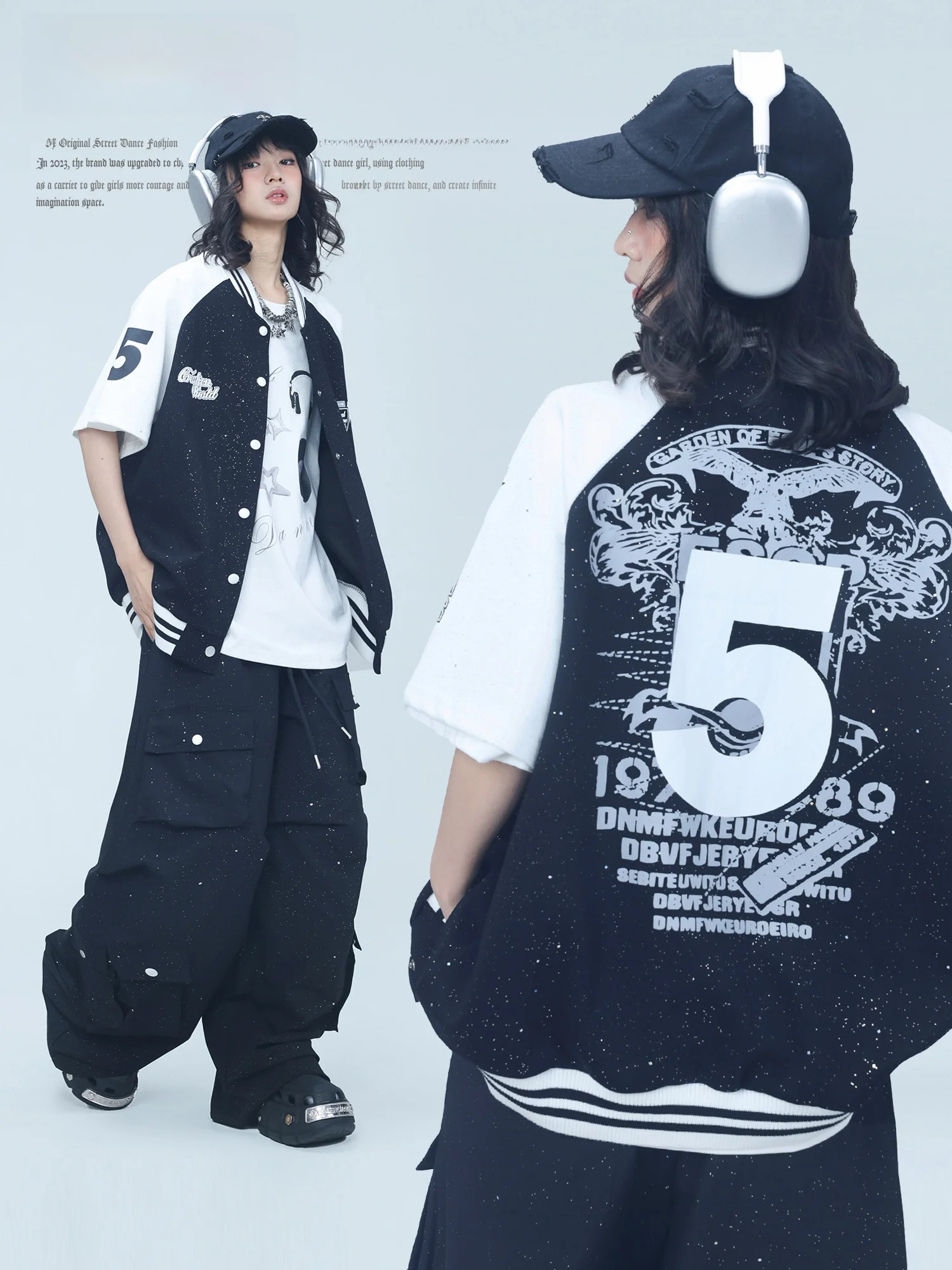 

CBXLAB Street Dance Trendy Bla Fla oulder Colion Color Baseball Jersey ort Sve Retro Open Cardigan Top for Men ...