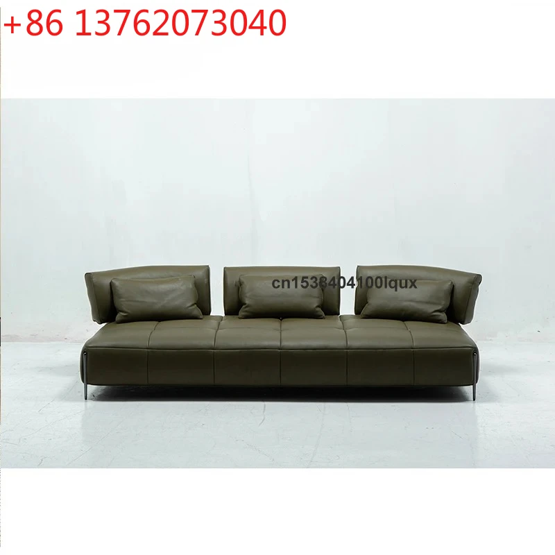 

Top-Grain Leather Modern Light Luxury Straight-Row Living Room Sofa Comfortable For Sitting And Lying 2.7 Meters Minimalist Sofa