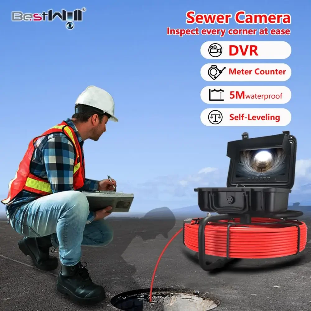 Factory waterproof industrial borescope drain inspection camera with light for sewer pipe drain