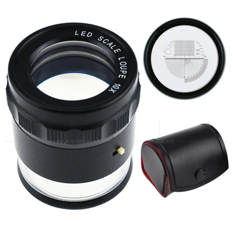 8LED lamp scale cylindrical magnifying glass 10x all-optical lens identification antique calligraphy and painting 1983
