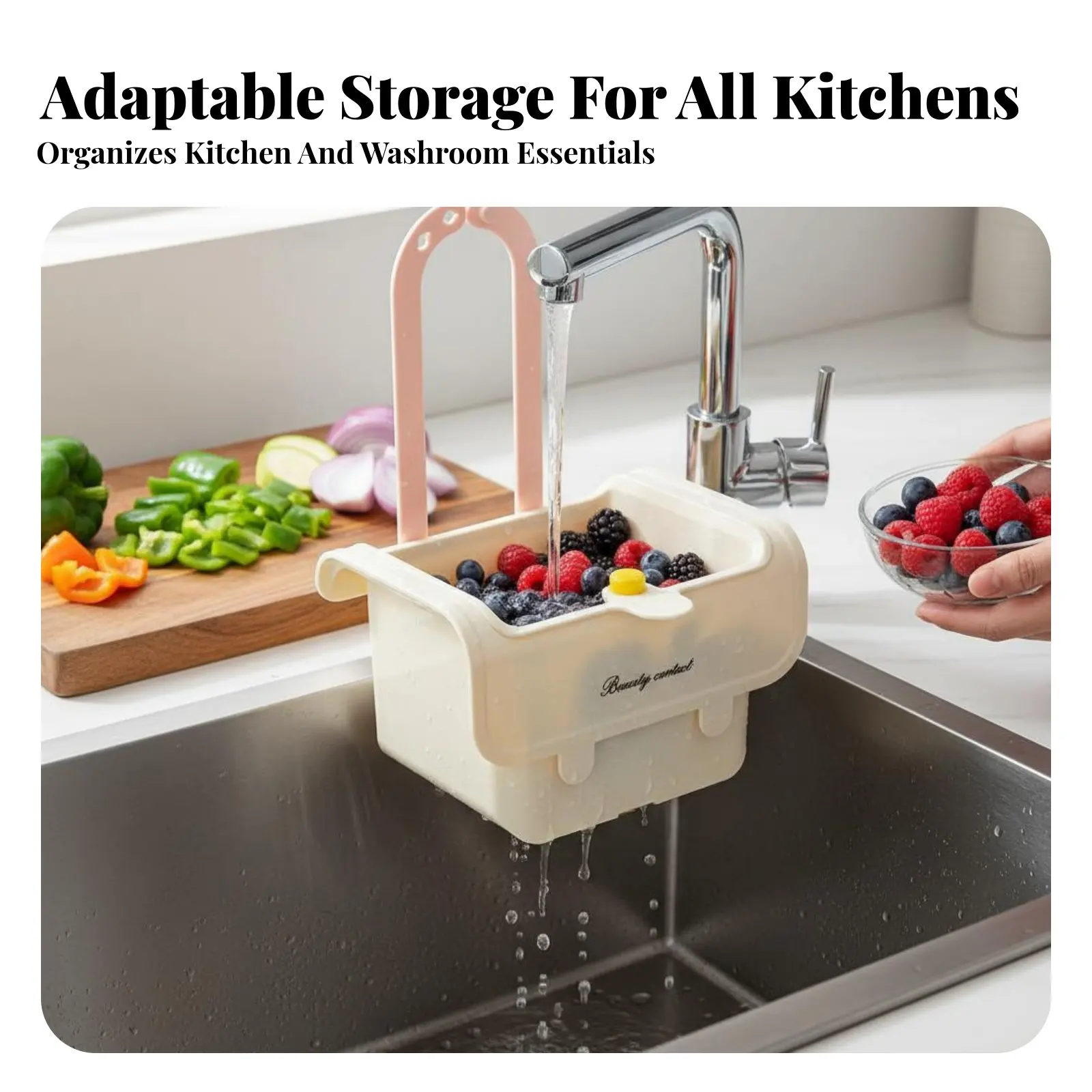 Hanging Sink Basket Easy Installation Faucet Hanging Strainer Basket Kitchen Sink Drain Strainer Multi-Functional