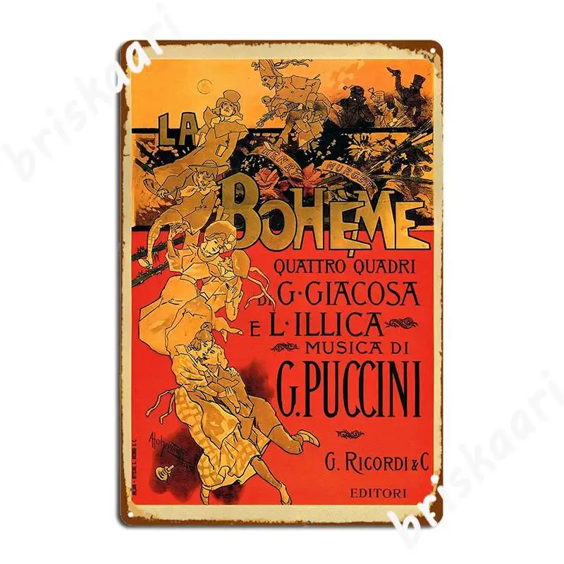 Vintage Art Nouveau La Boheme Opera Music Poster Poster Metal Plaque Cinema Garage Party Create Plaques Tin Sign Poster