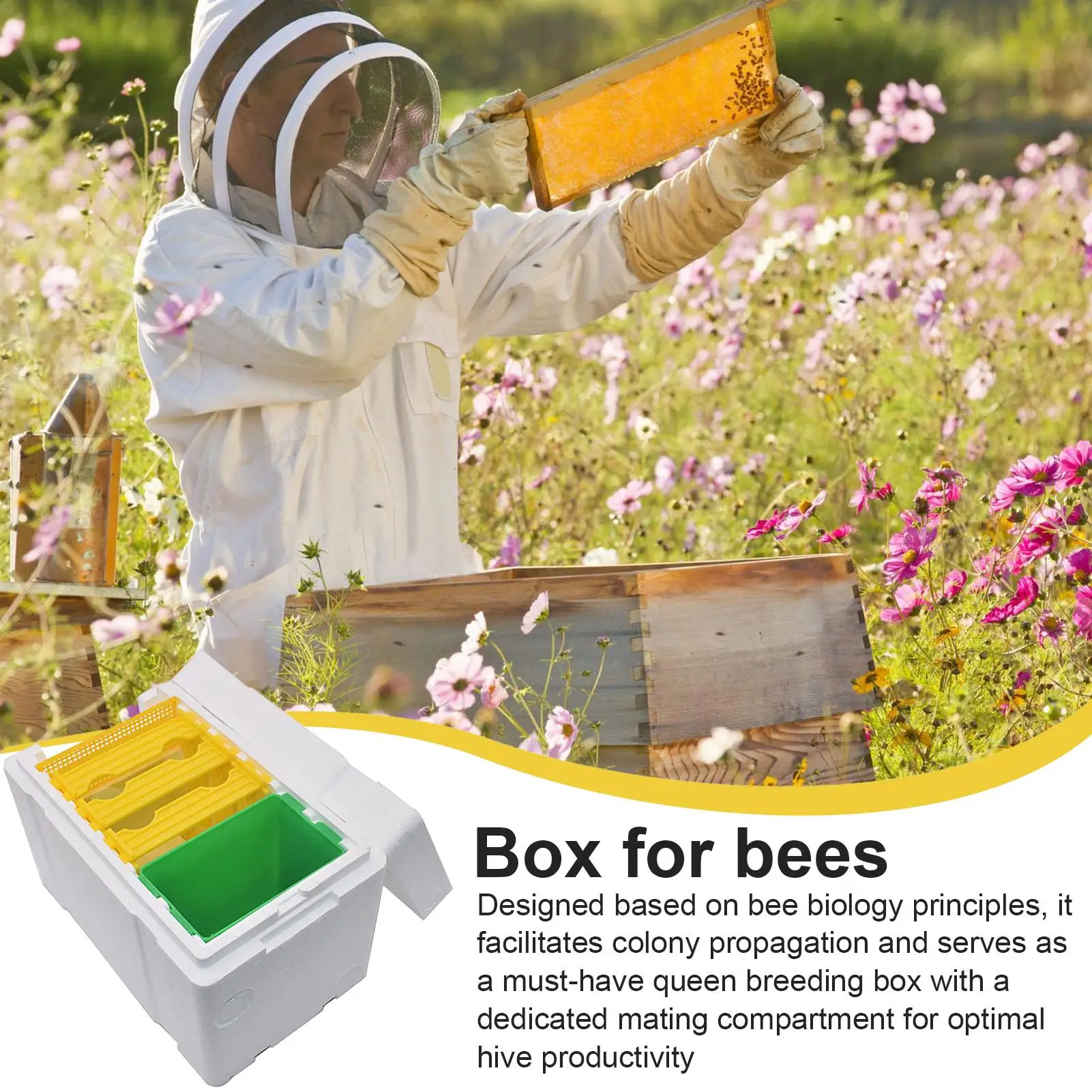 Queen Bee Rearing Mating Beehive Beekeeping Tools Foam Beehives NucHarvest Pollination BeesHive Box Gardening Supplies