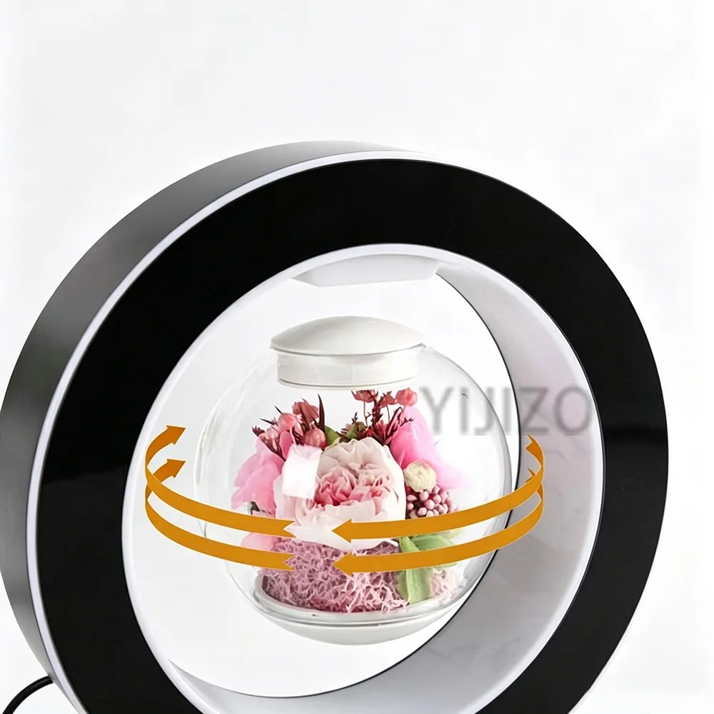 Magnetic Levitation Rotation Spaceship Globe with O style Round Ring Base Birthday Gift Festival Gift
