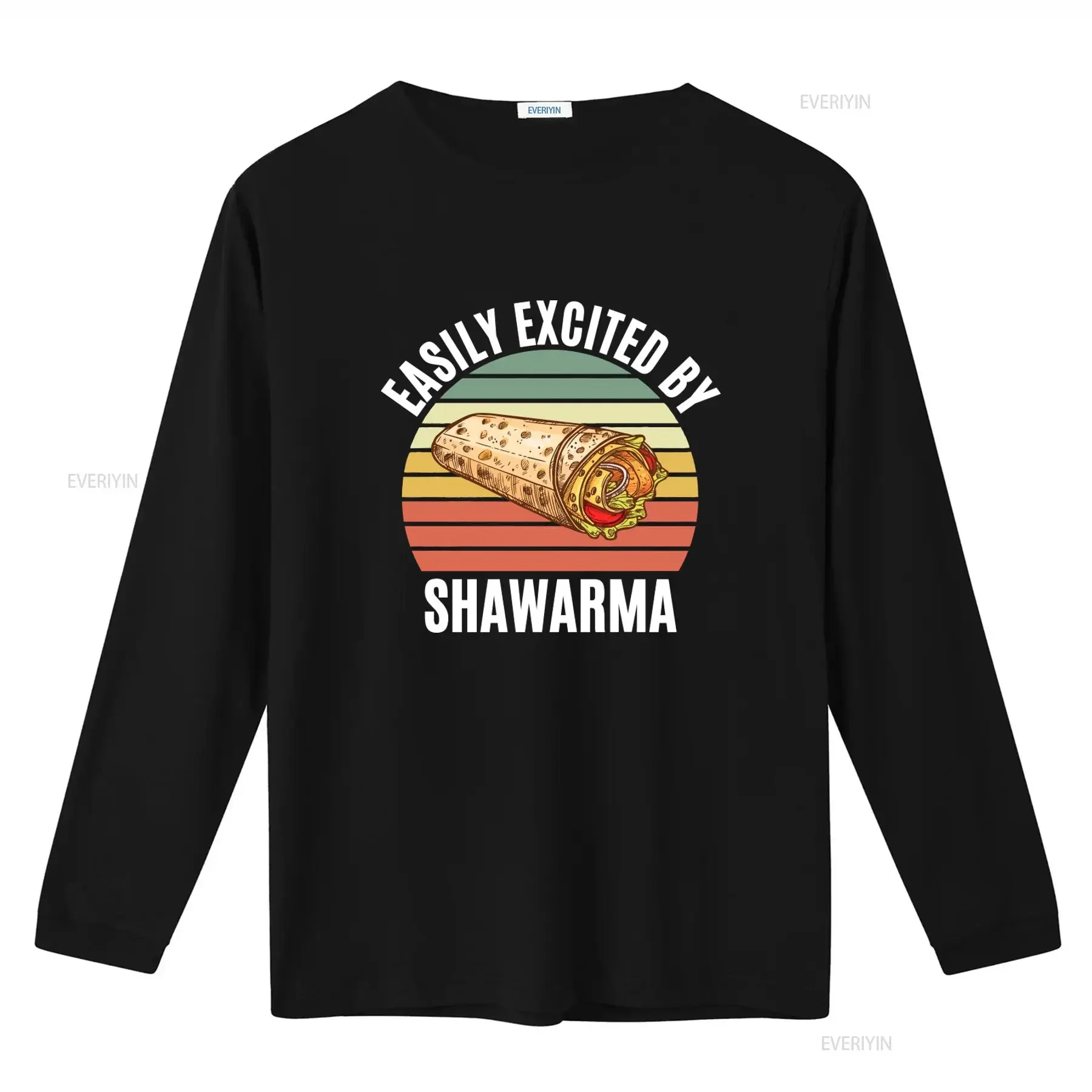 Easily Excited By Shawarma T Shirt Funny Lover Middle Eastern Food Street Top  vintage Washed Slightly Unisex Soft streetwear