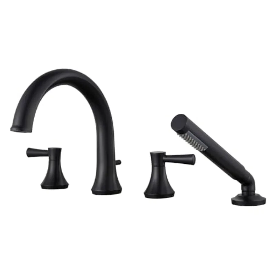 

Смеситель для ванны Roman Tub Faucet, черный, для установки на бортик, латунный, с ручным душем