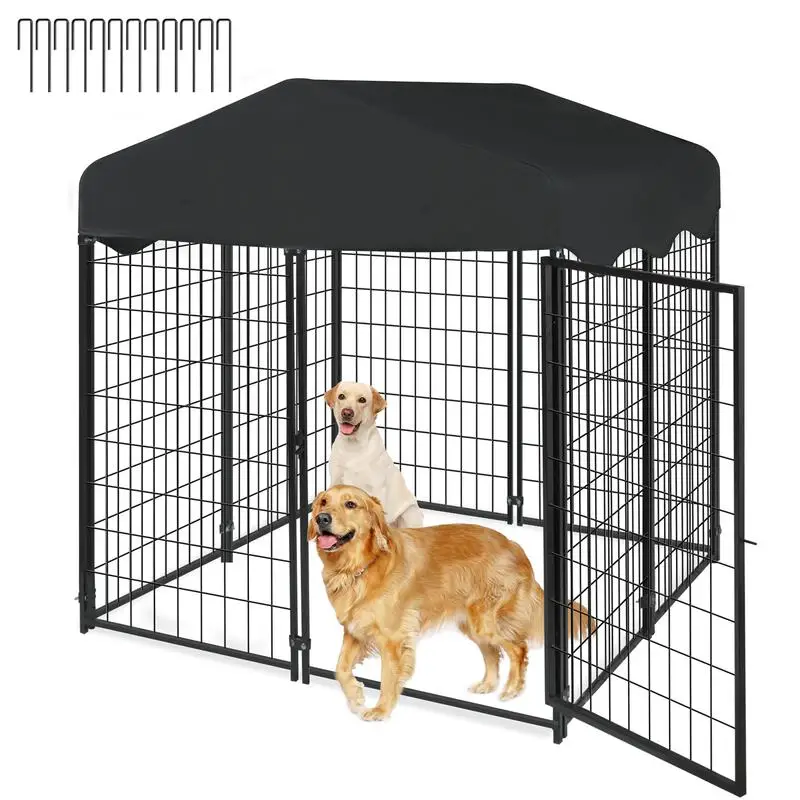 

Heavy Duty Large Dog Kennel Outdoor Dog Kennel Dogs Welded Wire Kennels with Roof Waterproof Dog Crate Cage Dogs Pet Playpen