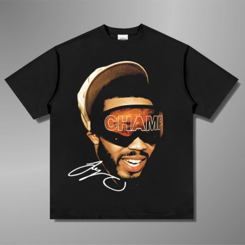 

American Retro Men's Basketball Champion Pattern T-shirt Summer New Retro Fashion Men's and Women's Streetwear