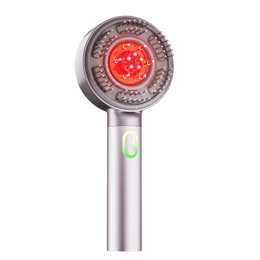 LED Light Therapy Hair Brush, Electric Vibration Massager, Red Light Oil Applicator, Scalp Care, Hair Growth Stimulator