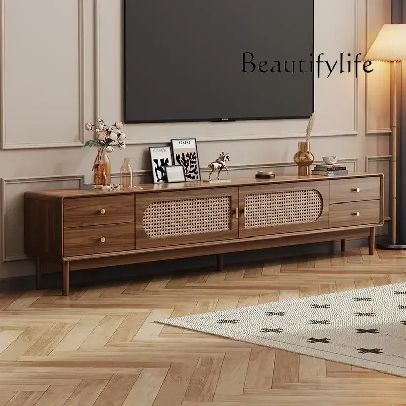 XX Vintage Wooden Tv Stand For Up To 78 Inch TV Entertainment Center For Living Room Media Console Adjustable Shelf 4 Storage