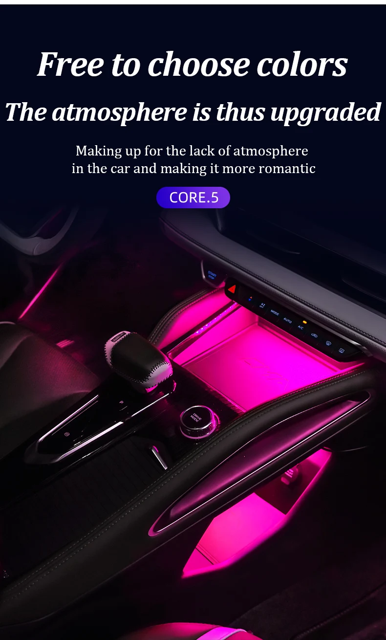 LINNUNU Ambiente-Lichtleiste für Geely Monjaro Xingyue L, 7 Farben, Atmosphäre, Zentralsteuerung, Sattellicht, Innenraum, Auto-Dekoration – Detail 9