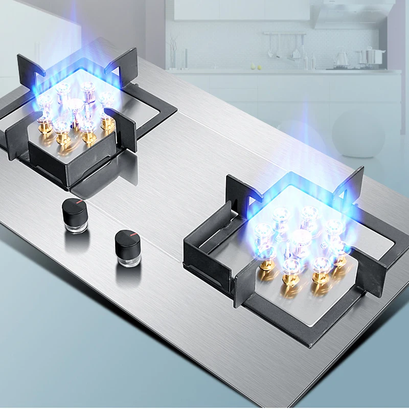 7.0KW Desktop Embedded Dual-Purpose Natural Liquefied Gas Stove/Stainless Steel Double-head Fierce Stove /419D